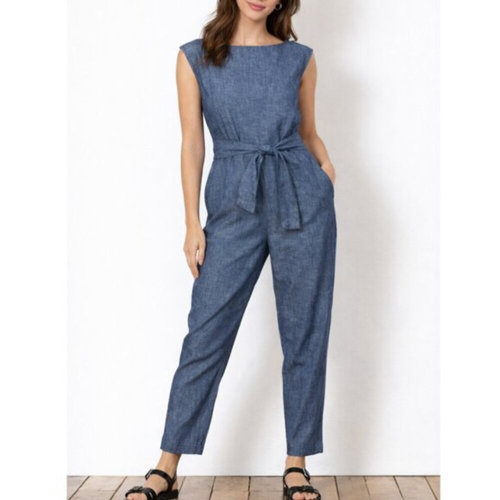 Ozma Chambray Matador‎ Jumpsuit Blue Organic Cotton Blend Women's Size XS